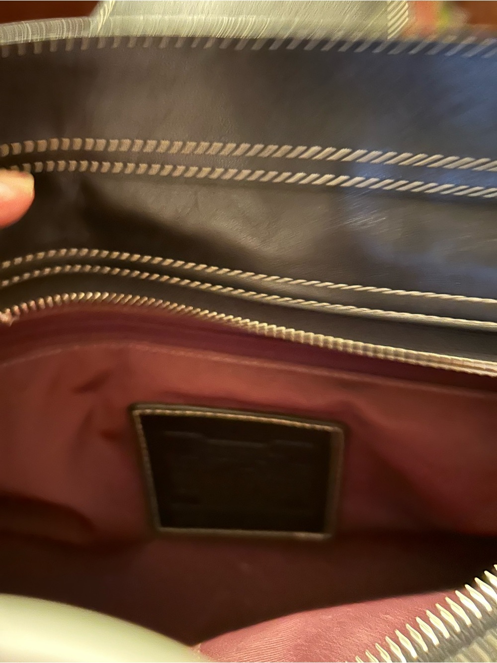 Coach Black Leather Satchel with White Contrast Stitching - Picture 8 of 11